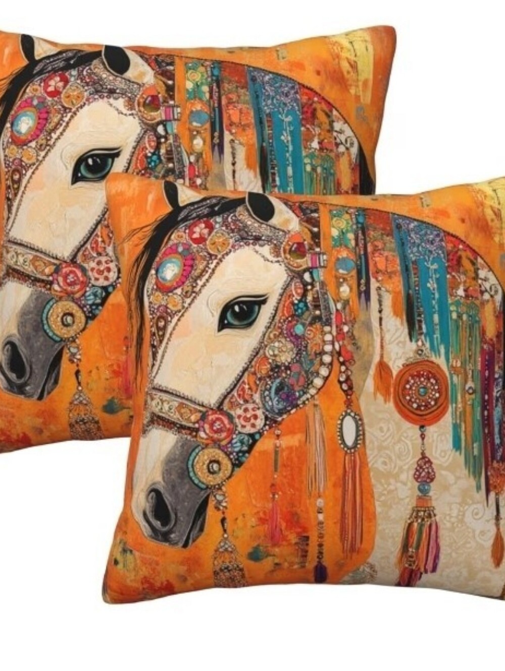 Decorative Horse Accent Pillow Covers - Orange